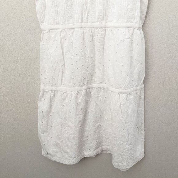 PRANA | Kendall Sleeveless Eyelet Mini Dress White Dot Trim | Size Medium - Picture 7 of 9